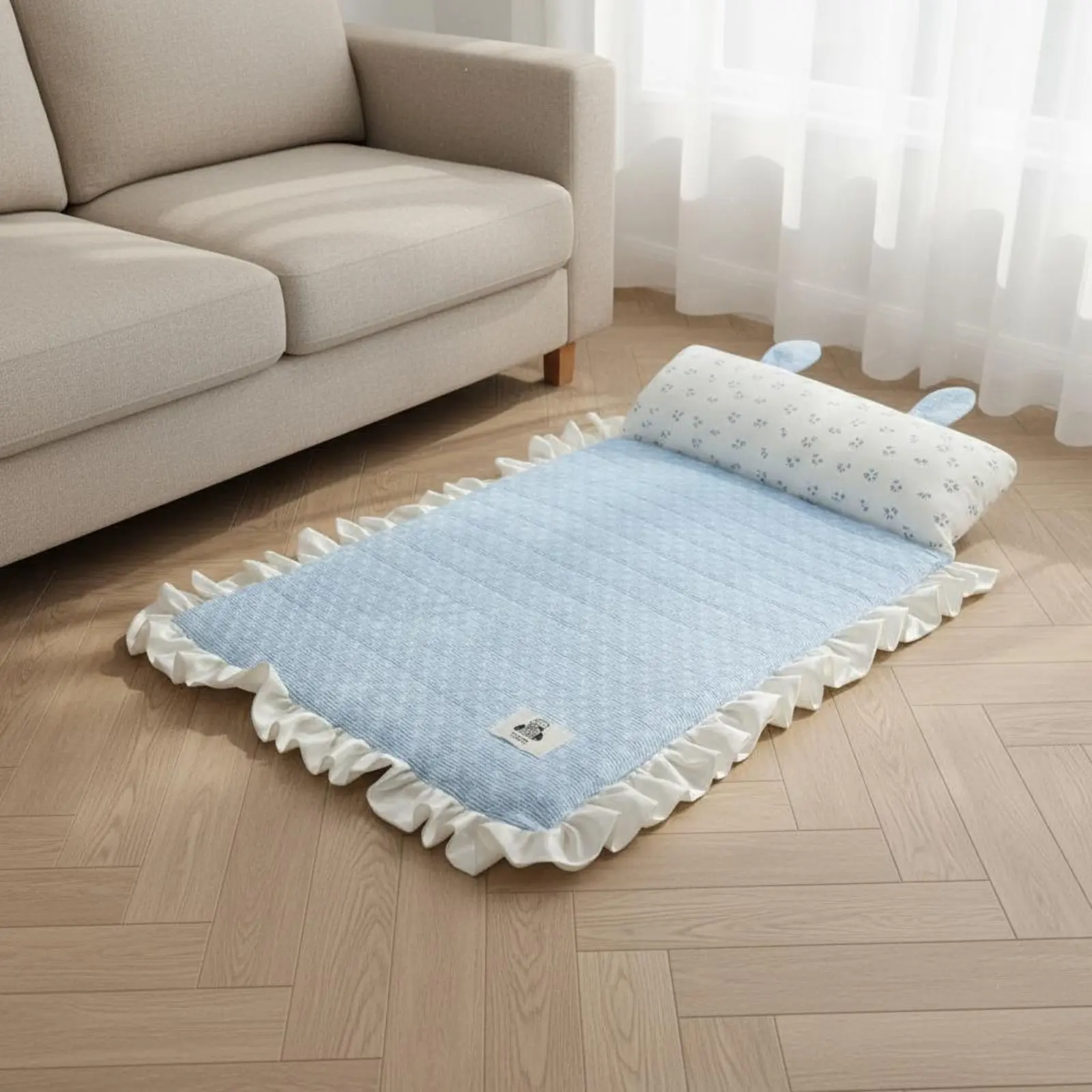 Dog Cooling Mat Cute Ear Pillow Feline Cooling Mat Summer Pet Cushion Soft Breathable for Small Dogs, Hot Weather