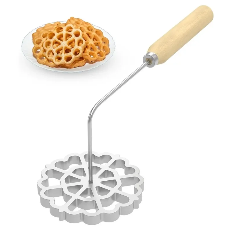 

Bunuelos Mold with Handle Pastry Tools Waffle Timbale Cookie Maker Kit Baking Cooking Supplies Kitchen Accessories 4.8 Inches