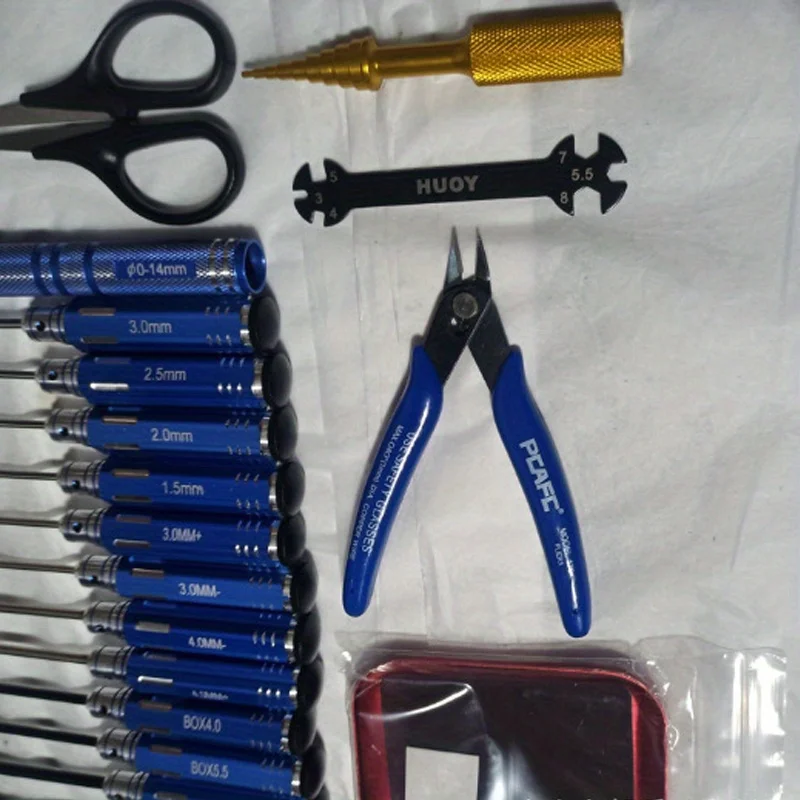 18 Piece Set of Tool Kit Hardware Aviation Model Tools Blue Hexagonal Handle High-speed Steel Phillips Screwdriver