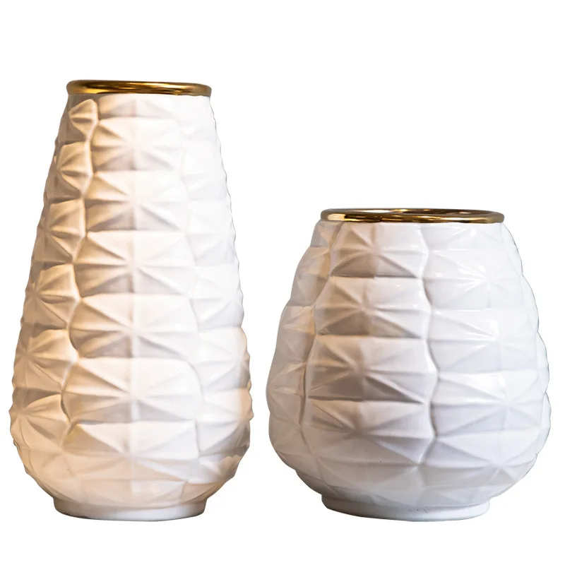 

Nordic ceramic vase, hand-painted gold-painted big belly vase, decoration office porcelain handicraft soft decoration