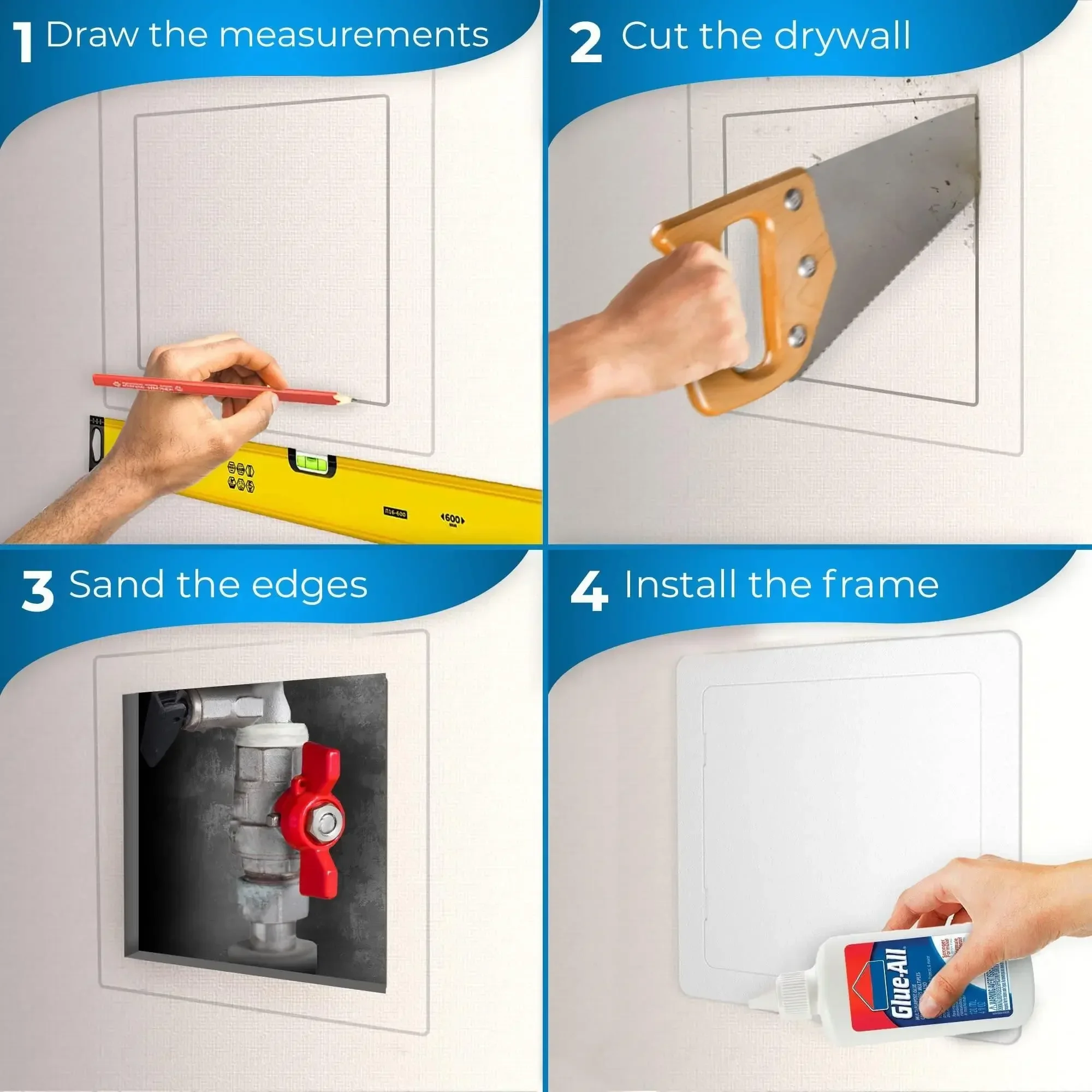 

Access Panel for Drywall 14 x 14 inch Wall Hole Cover Access Door Heavy Durable Plastic White