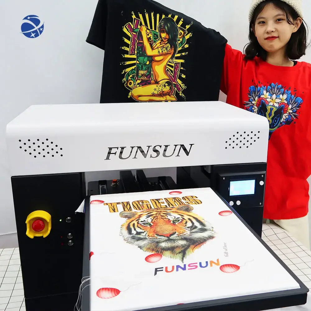 Yunyi FUNSUN Customized A3  t-shirt digital flatbed printer direct to garment printing machine factory price big promotion