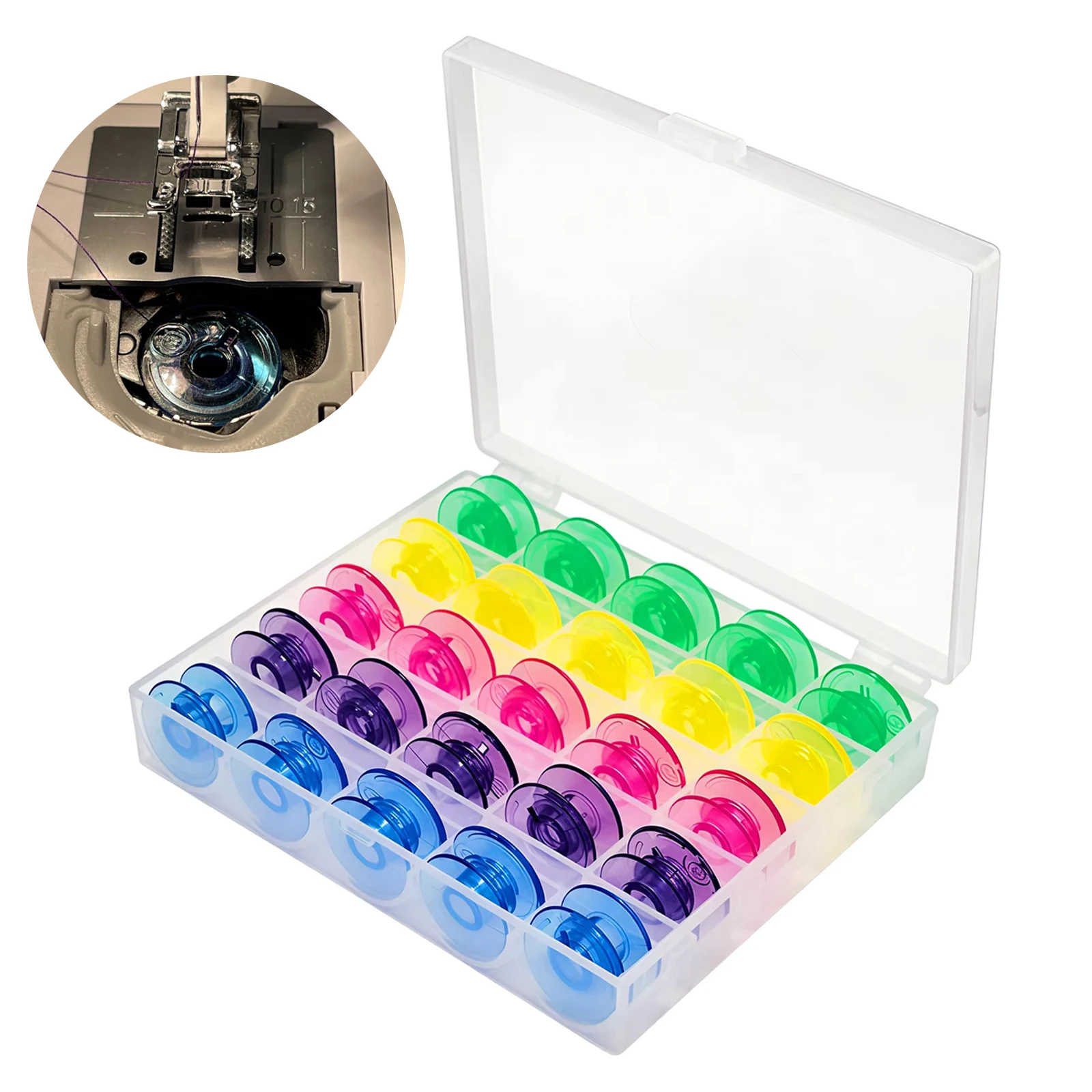 25 Stück/Box Bunte Spulen mit Loch # 4123078 4125615-45 4131825-45 Für Viking Platinum Interlude Haushaltsnähzubehör