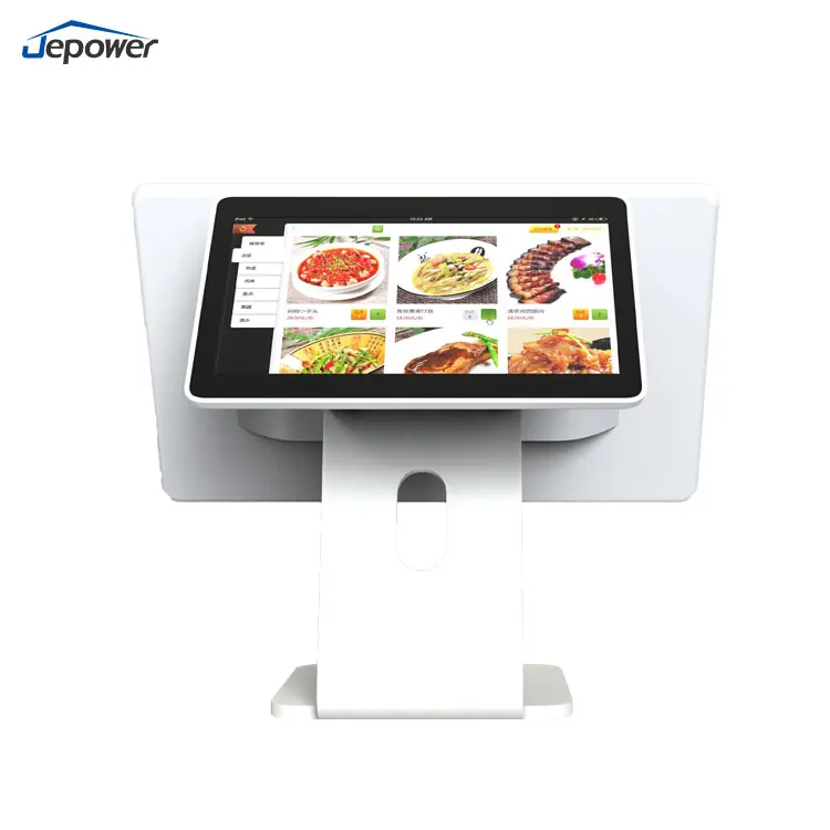 New Jepower ACHC21 15.6-Inch Android 11 Supermarket POS Terminal Dual Screen All-in-One Cash Register 2+16GB Memory Efficient