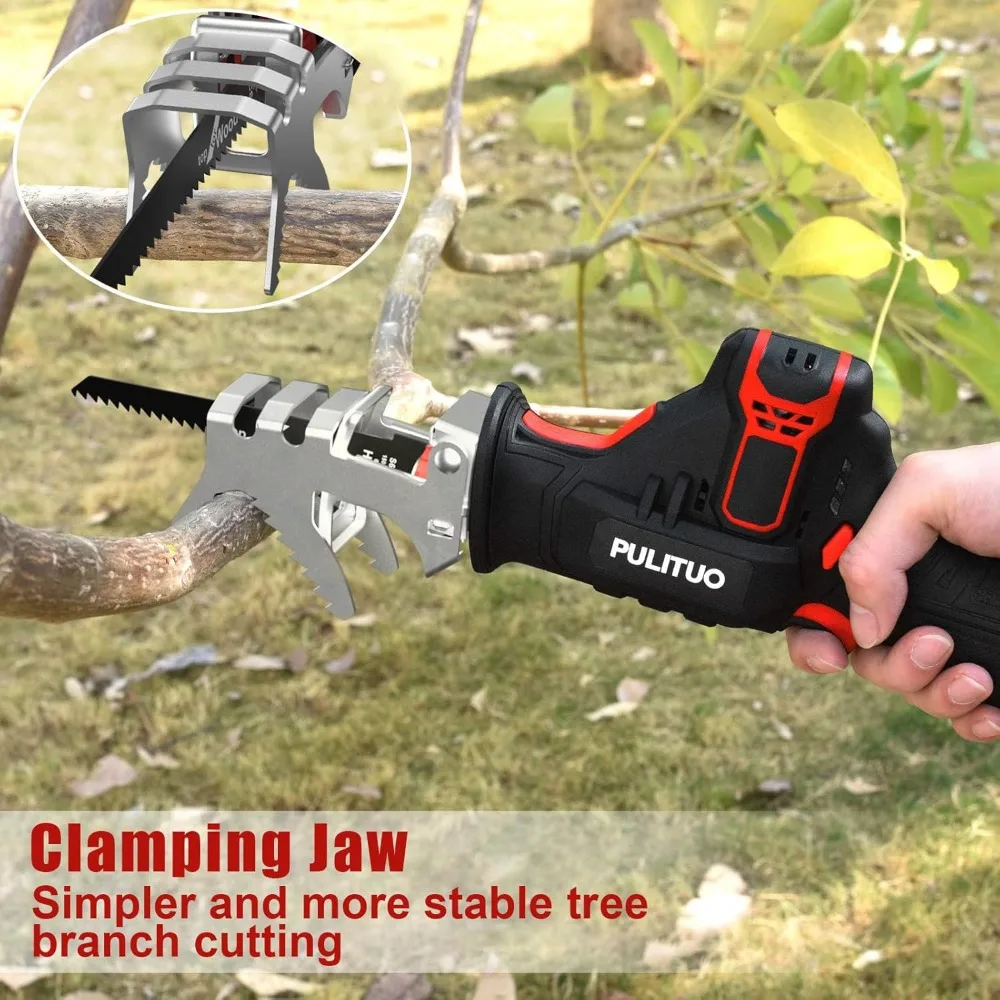 PULITUO Reciprocating Saw Cordless, Power Reciprocating Saws Compact Design，Including 2pcs 2000mAh Li-Ion Battery,for Wood/Metal