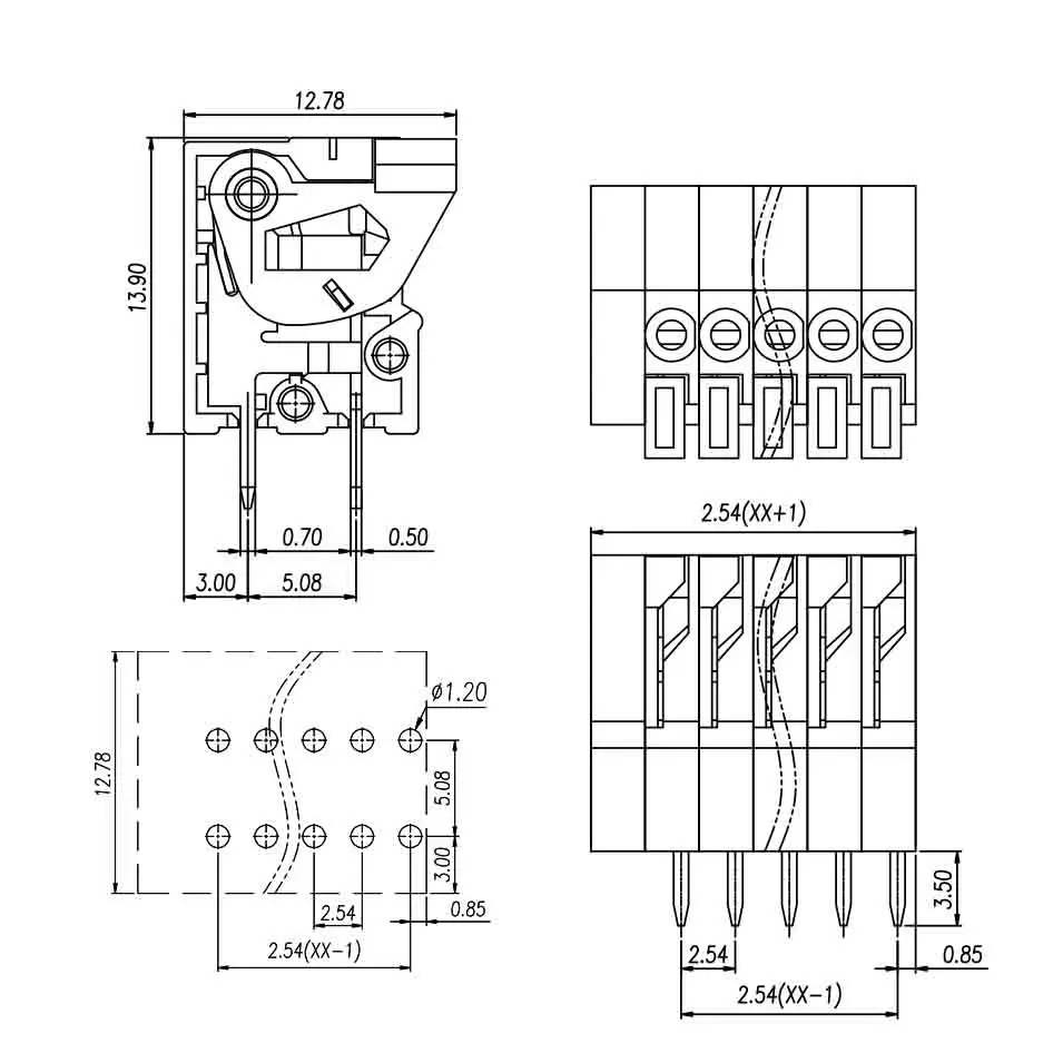 100PCS 4P 2.54mm Pitch Spring Screwless Terminal Block PCB Connector DG141V 2.54 4P FFKDSA1/V-2,54- 4P 1789595