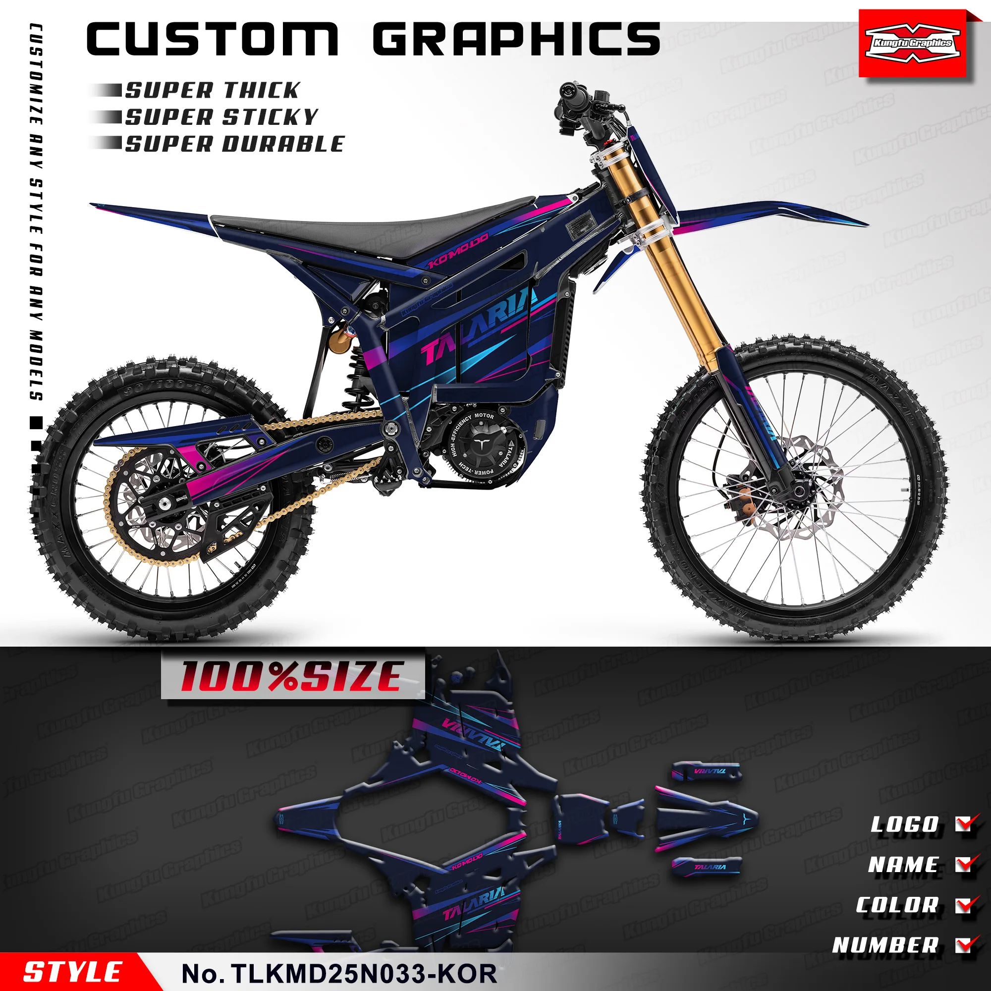

KUNGFU GRAPHICS MX Stickers Enduro Motorcycle Decals for TALARIA KOMODO, Accessories, TLKMD25N033-KOR