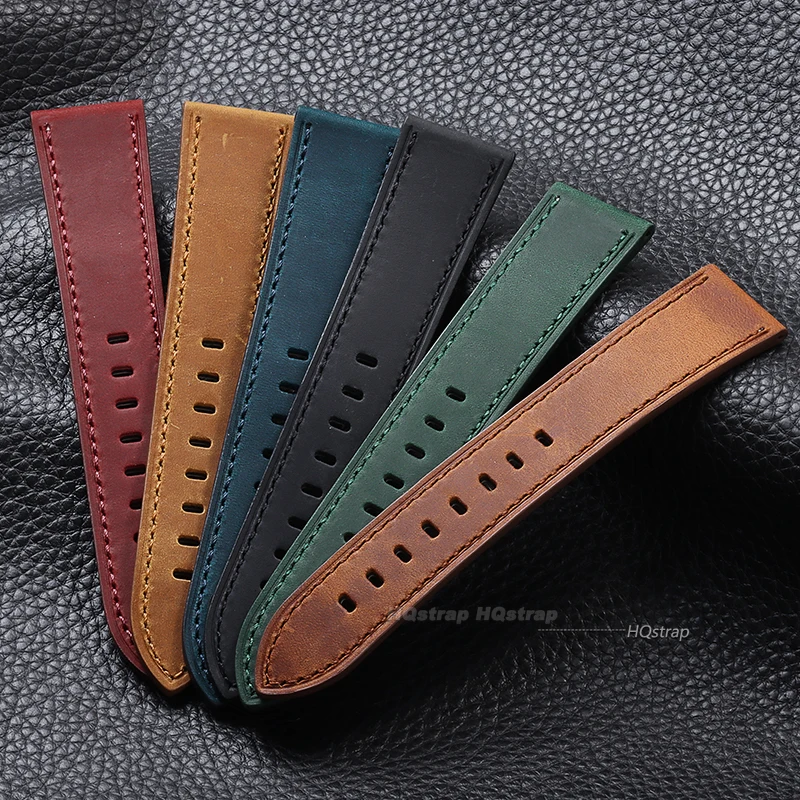 20mm 22mm Leather Strap for Samsung Galaxy Watch 7/6/5/4 40 44mm Gear Band Vintage Bracelet for Xiaomi for Casio 18mm 24mm Band