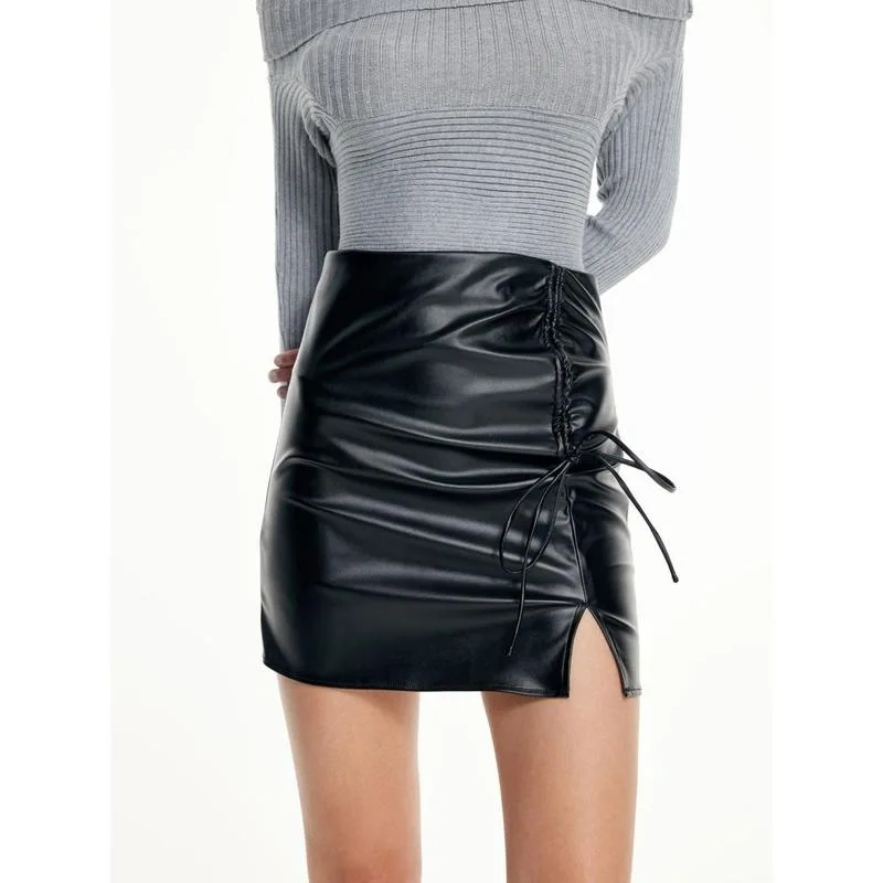 

High Waist Slit Skirt Asymmetrical Hemline Midi Skirt Elegant Split Design Women's Fashion Spring Collection