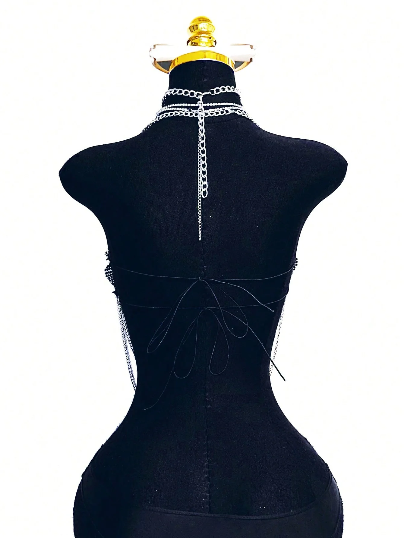 Glitzerndes Strass-Netz-Haltertop für Damen, sexy Kristall-Mesh-Backless-Camisole, Party-Club-Rave-Outfit, Festivalkleidung – Detail 5