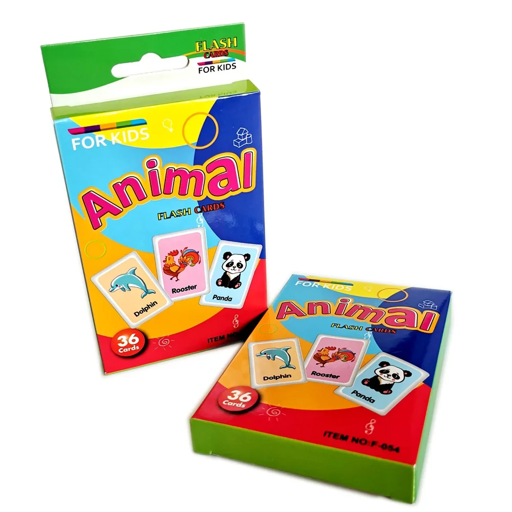 36Pcs Kids Early Childhood Education Cognition Card Shape Animal Color Baby English Learning Word Card Toys Montessori Gift