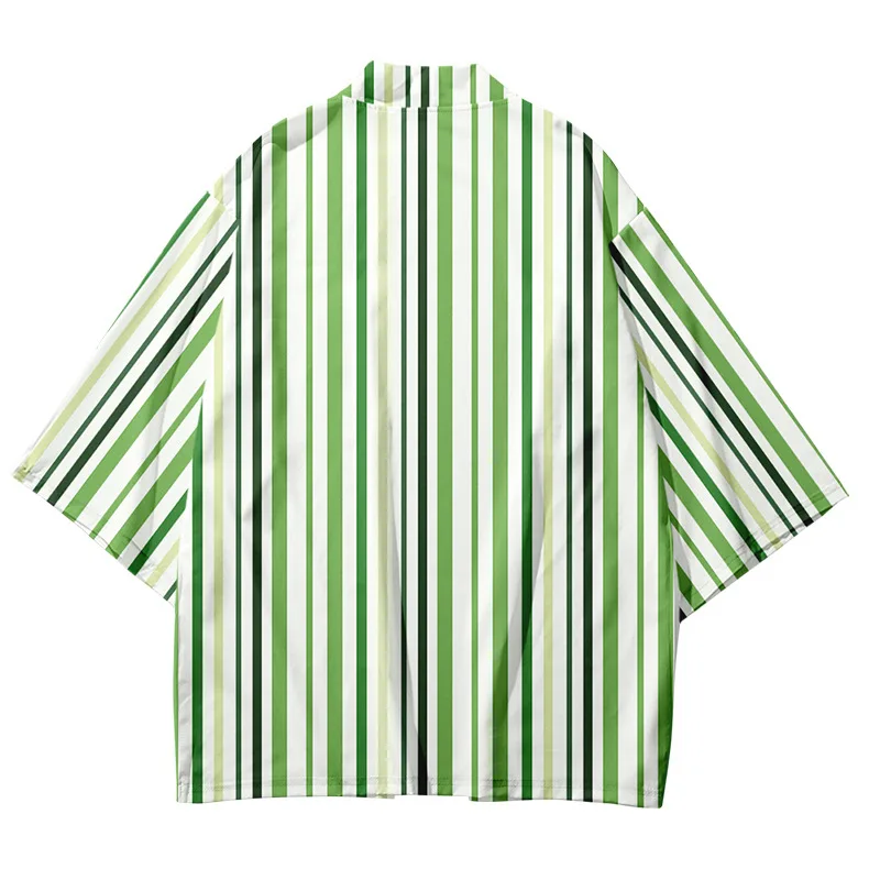 Plus Size XXS-6XL Stripe Fashion Beach Japanese Kimono Kimetsu No Yaiba Robe Cardigan Men Shirts Yukata Haori Women's Clothing