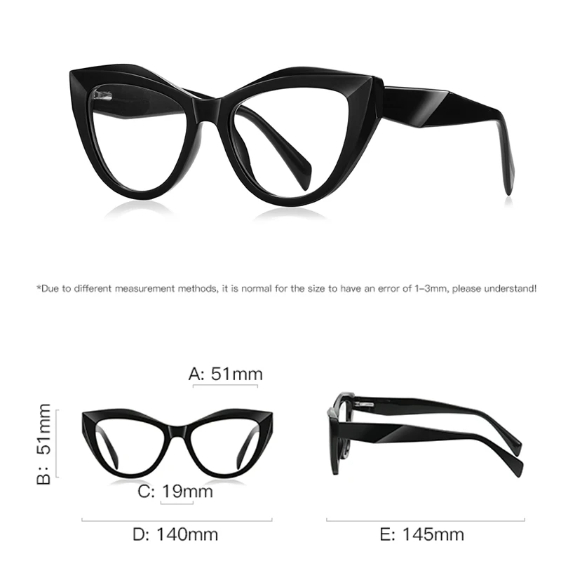 VCKA Cat Eye Myopia Glasses Frame  Fashion Women Anti Blue Light Prescription Photochromism Computer Eyeglasses -0.50 TO -10