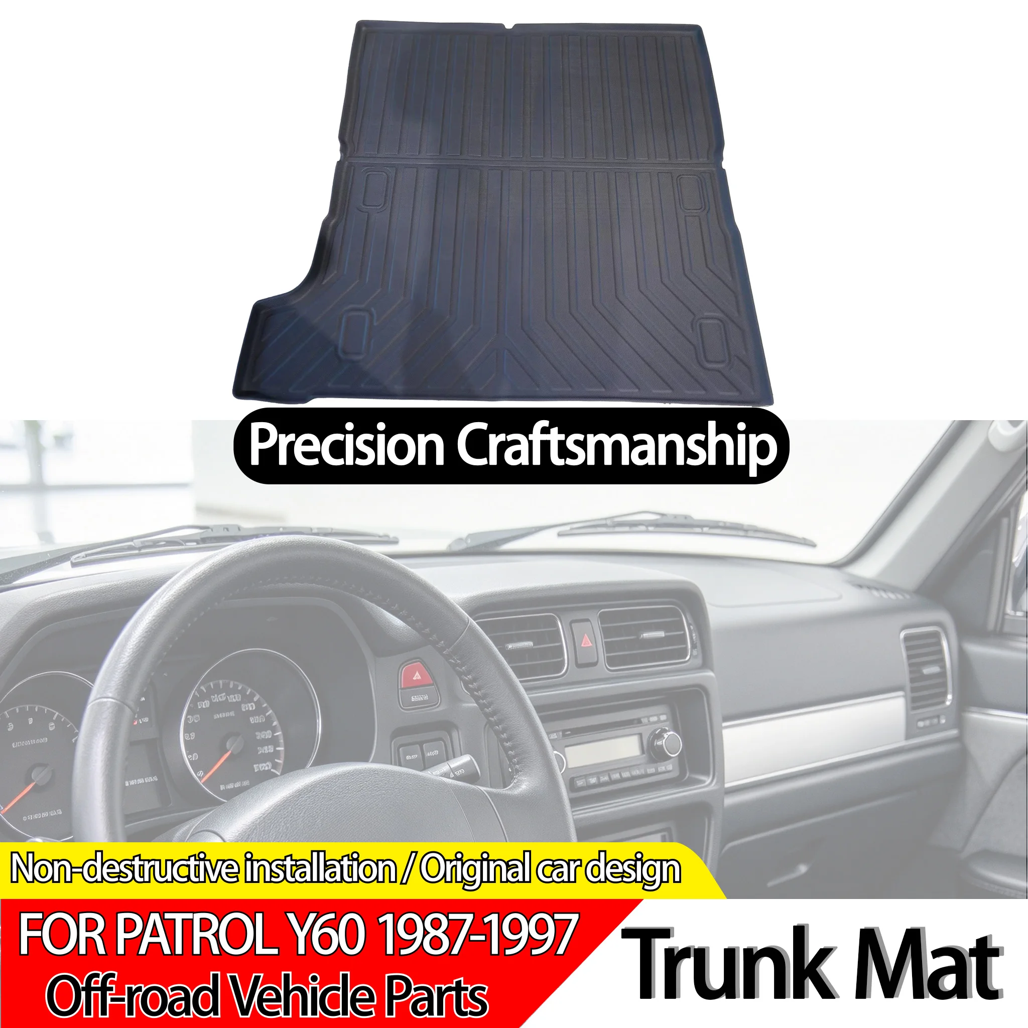 Trunk Cargo Mat for Nissan Patrol Y60 Interior Modification Protection Accessory No-Drill Direct Fit Installation