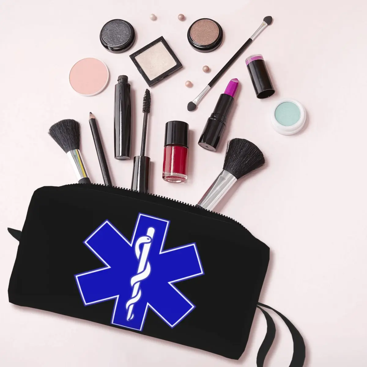 Custom Emt Star Of Life Toiletry Bag Women Paramedic Medical Makeup Cosmetic Organizer Ladies Beauty Storage Dopp Kit Box