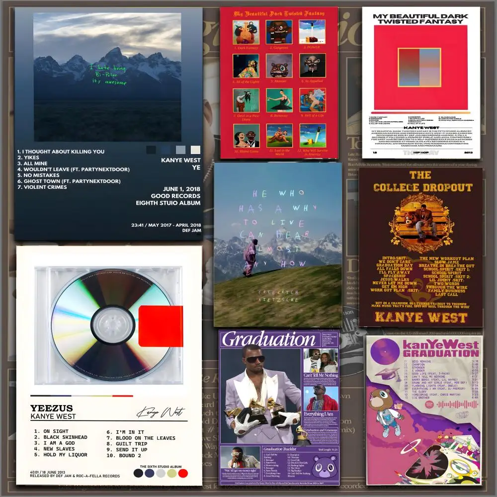 

Poster HD Anime Hot Theme Singer/OST/Movie-Waterproof Self-Stick Home Decor Kanye West Pop Rapper K-Kanye West Music Album