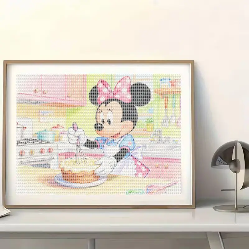 1 шт., очаровательный набор для выпечки 5D алмазной живописи с Минни Маусом Диснея, DIY полная дрель, круглые стразы, художественное ремесло, 40x50 см, мультяшный шеф-повар