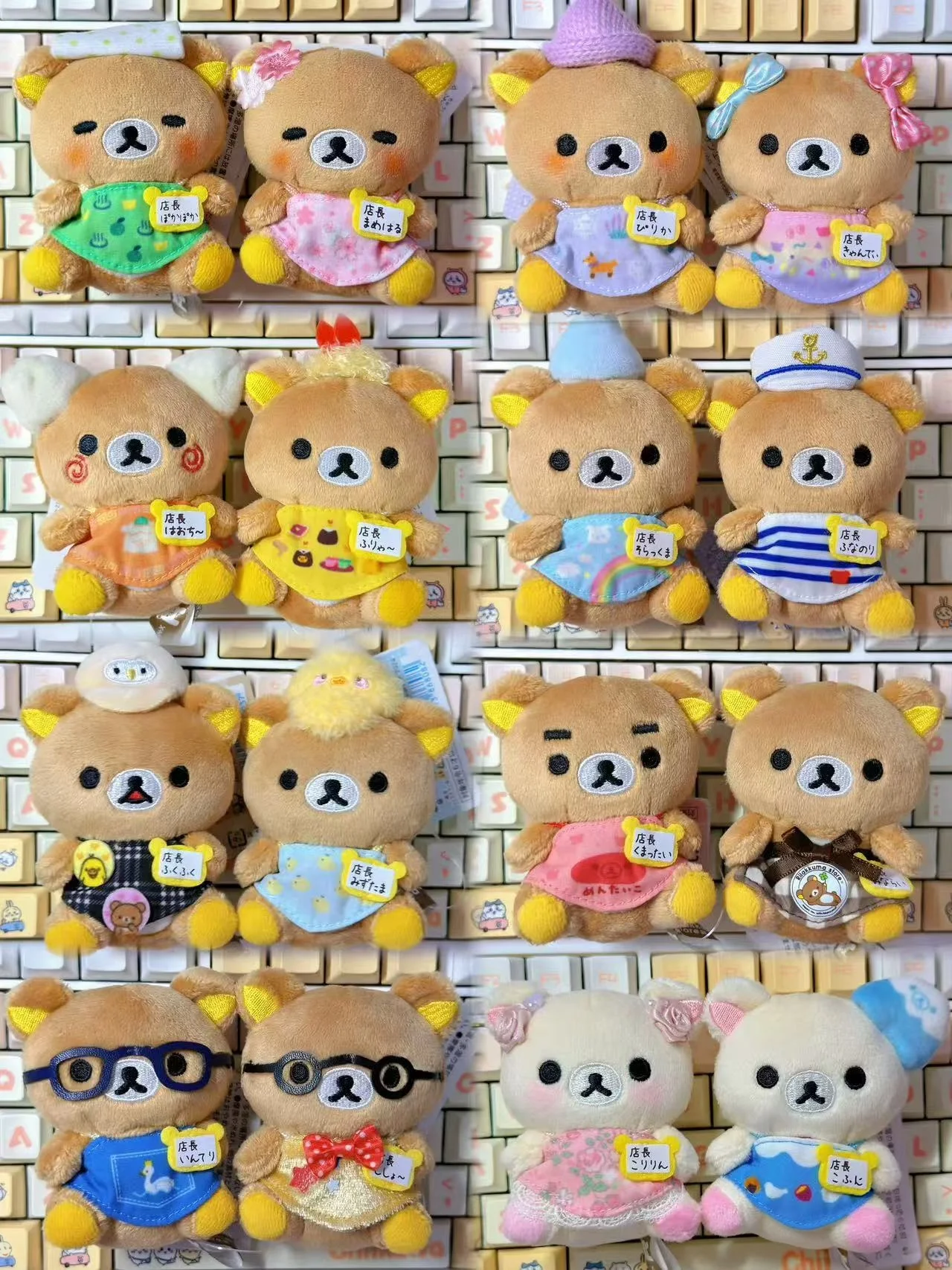 Rilakkuma Store Manager Series Plush Keychain Cute Relax Brown Bear Accessories Kawaii Soft Stuff Bag Pendant For Birthday Gift