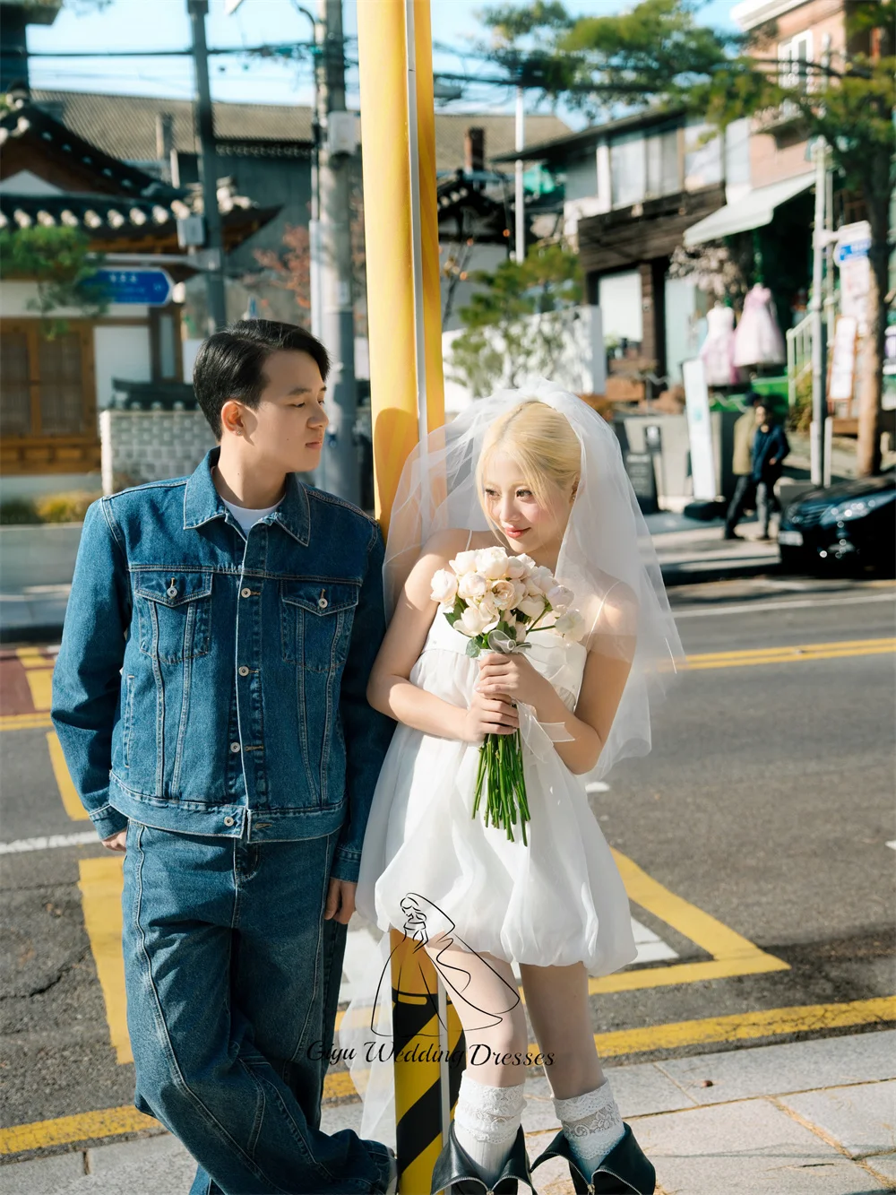 Giyu Princess Tulle A-line Mini Bridal Gown Spaghetti Strap Sleeveless Wedding Snap Dress Customized Short Pretty Bride Dress