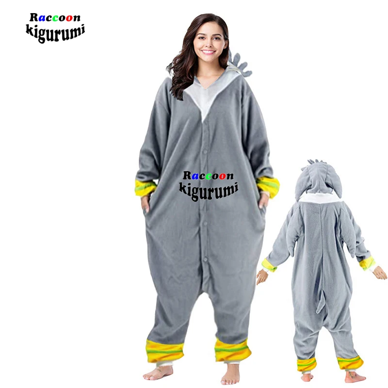 Pijamas familiares de animales para adultos y niñas, mono de dibujos animados, de 100-200cm, XXL, de mapache, Kigurumi