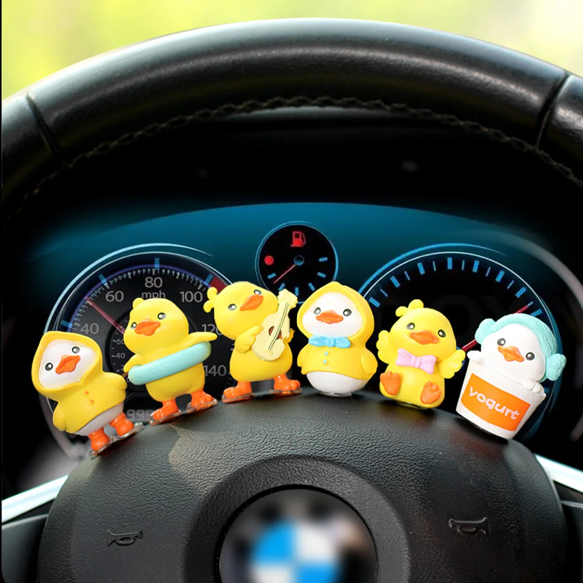 3pcs Cartoon Resin Little Yellow Duck Model Car Center Console Decor Cute Car Ornaments Auto Interior Dashboard Accessories