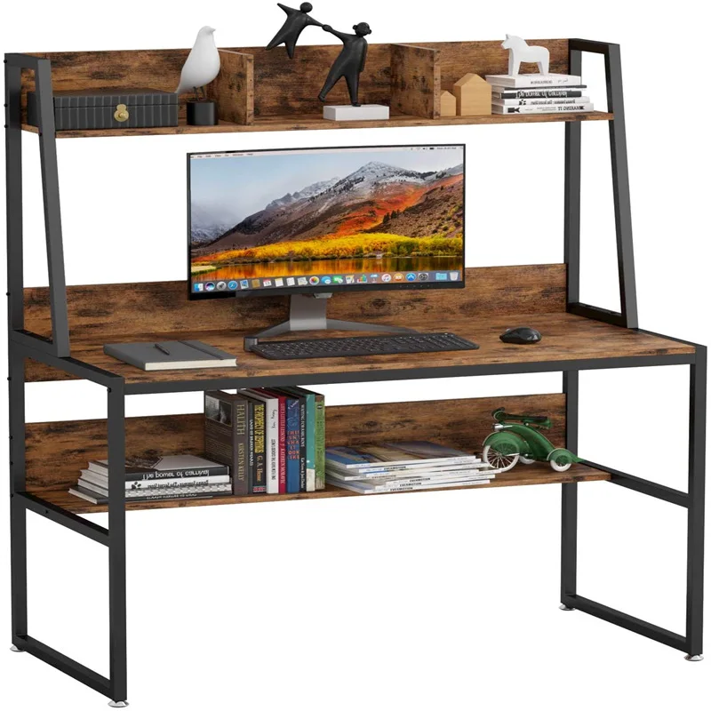 Computer Desk Multifunctional Simple Modern Metal Frame Home Office Desk Laptop Desk With Bookshelf