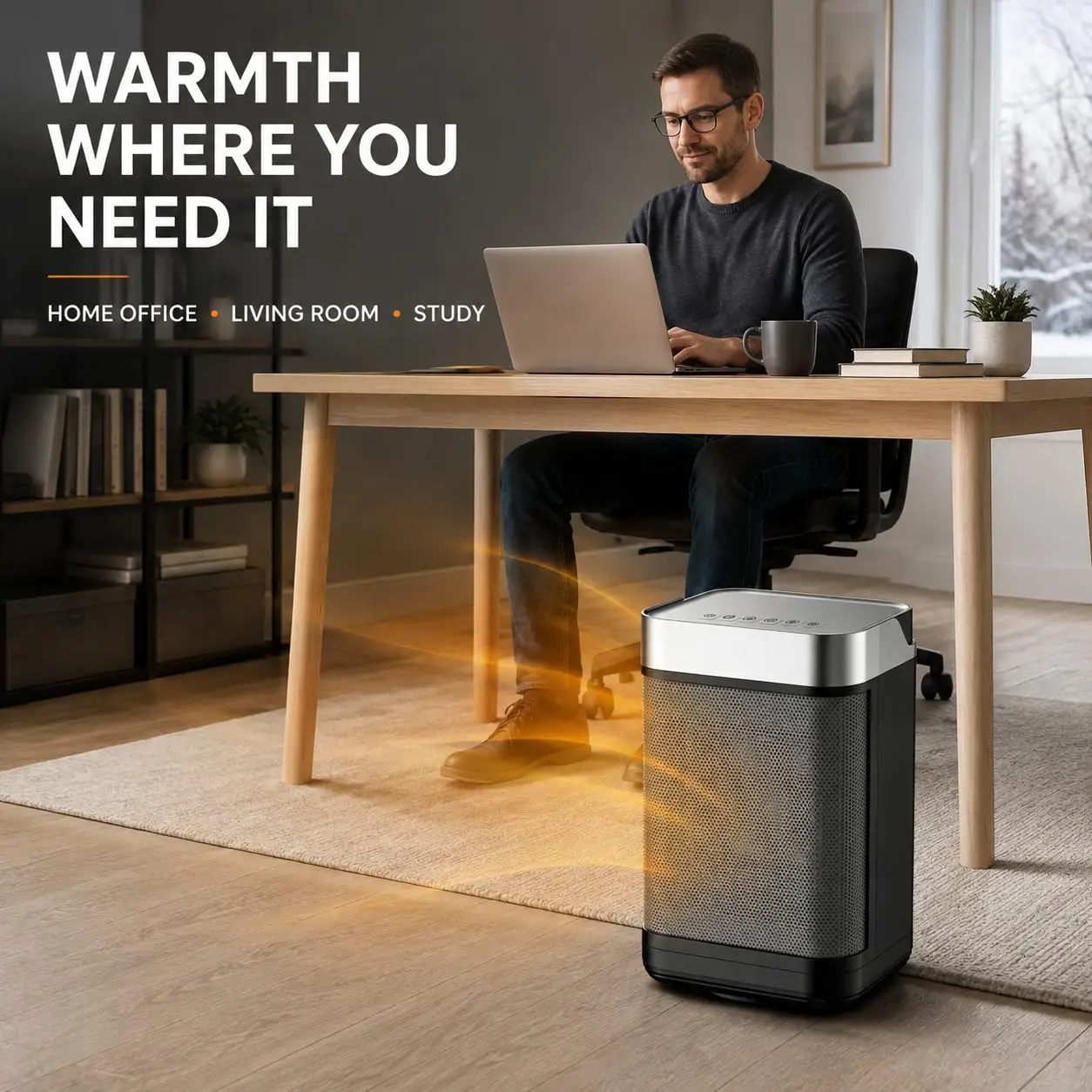 Electric Heaters 1500W Portable Ceramic Space Heater with 4 Heat Settings Fast PTC Heating Oscillating Quiet Operation for Bedroom Office Home