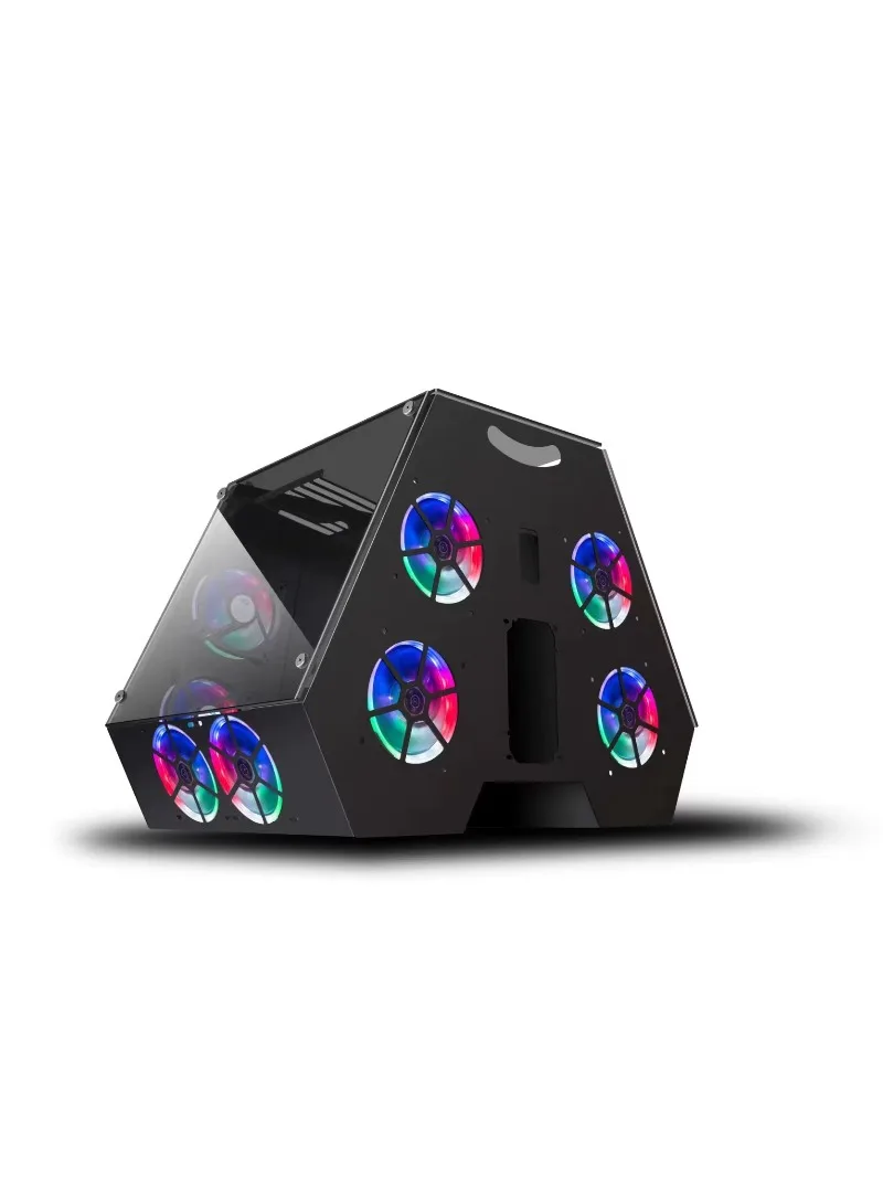 E-sports Gaming PC Case with Water Cooling, Open-Shaped Tempered Glass Panel, Transparent Side, Desktop Design