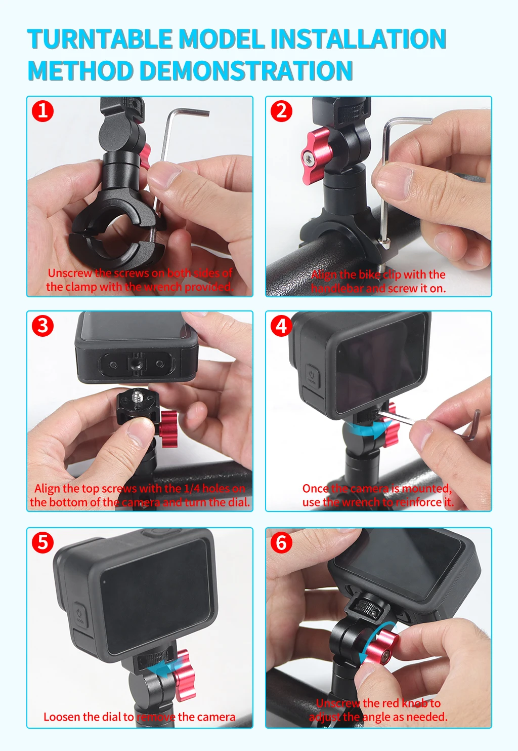Motorrad Fahrrad Lenker Quick Release Clamp Halterung für GoPro 13 12 11 OSMO 360 Action 5Pro Insta360 GO 3S Stand Licht Halter – Detail 19