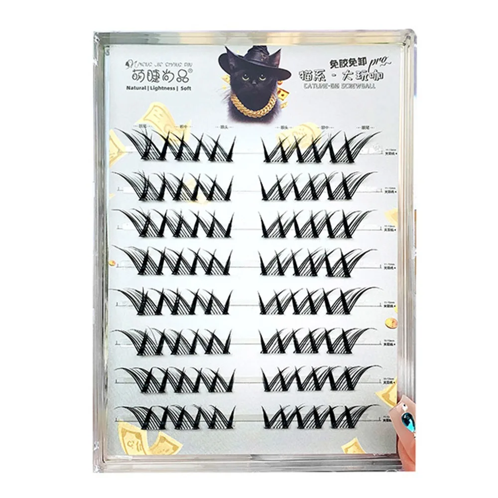 Cカール接着剤不要フェアリーラッシュクラスターフォックスアイナチュラルルックマンガ個別まつげ再利用可能なDIYまつげエクステ