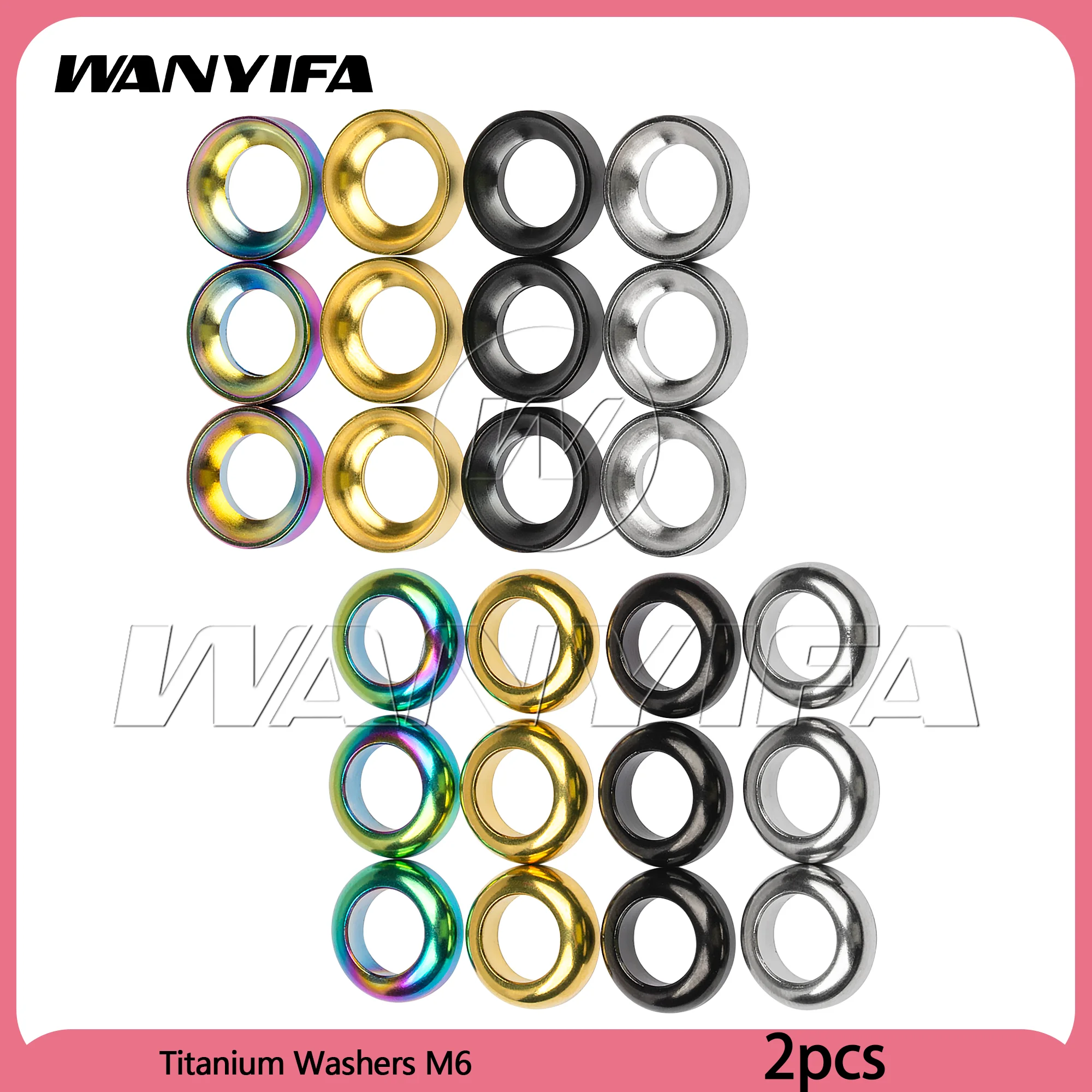 

Wanyifa 2pcs M6 Titanium Washers Concave&Convex Washers Spacer Gaskets for Mountain BMX Bicycle Disc Brake Caliper Group Bolt