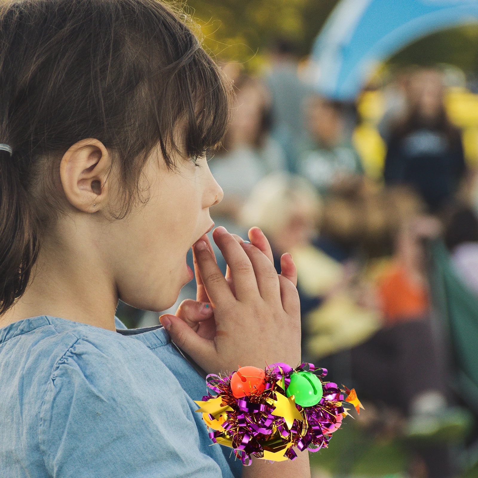 6 قطعة اليد التشجيع زهرة الترتر الأساور جرس الرقص مرحلة الأداء الدعائم رياض الأطفال الرياضة يهتف المعصم