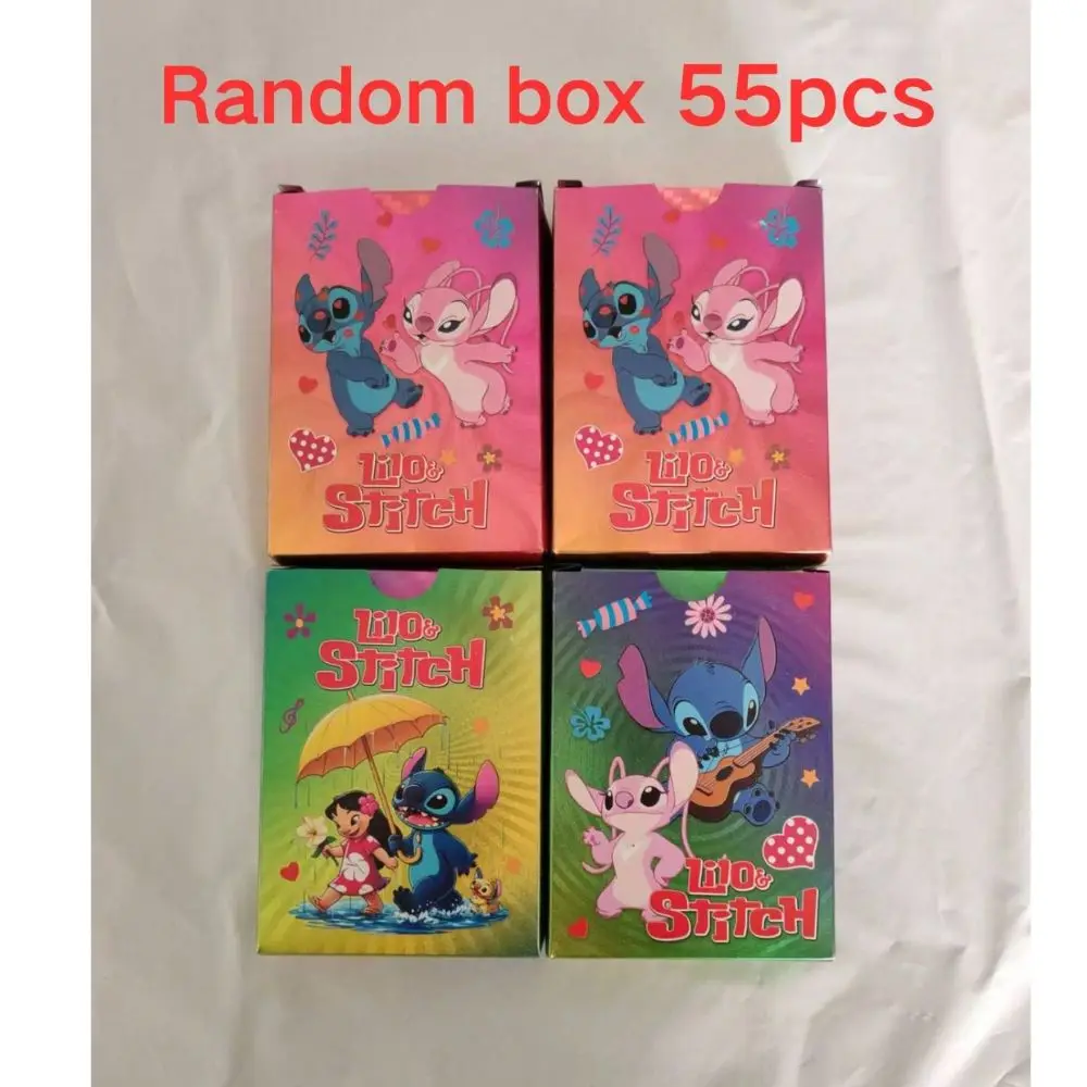 55 шт., карты Lilo & Stitch с золотой фольгой, Disney Stitch, серебро, Радуга, черная серия, боевой тренер, карточные игры, игрушки, подарок на день рождения