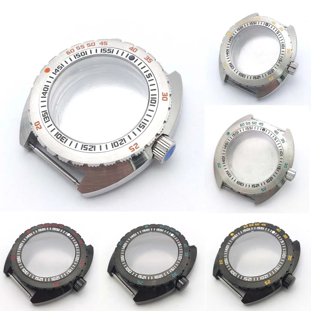 Nuova cassa dell'orologio da 42 mm per NH35/NH34/NH38/NH70/4R Movimento automatico Cristallo di zaffiro Parti Mod Lunetta girevole unidirezionale