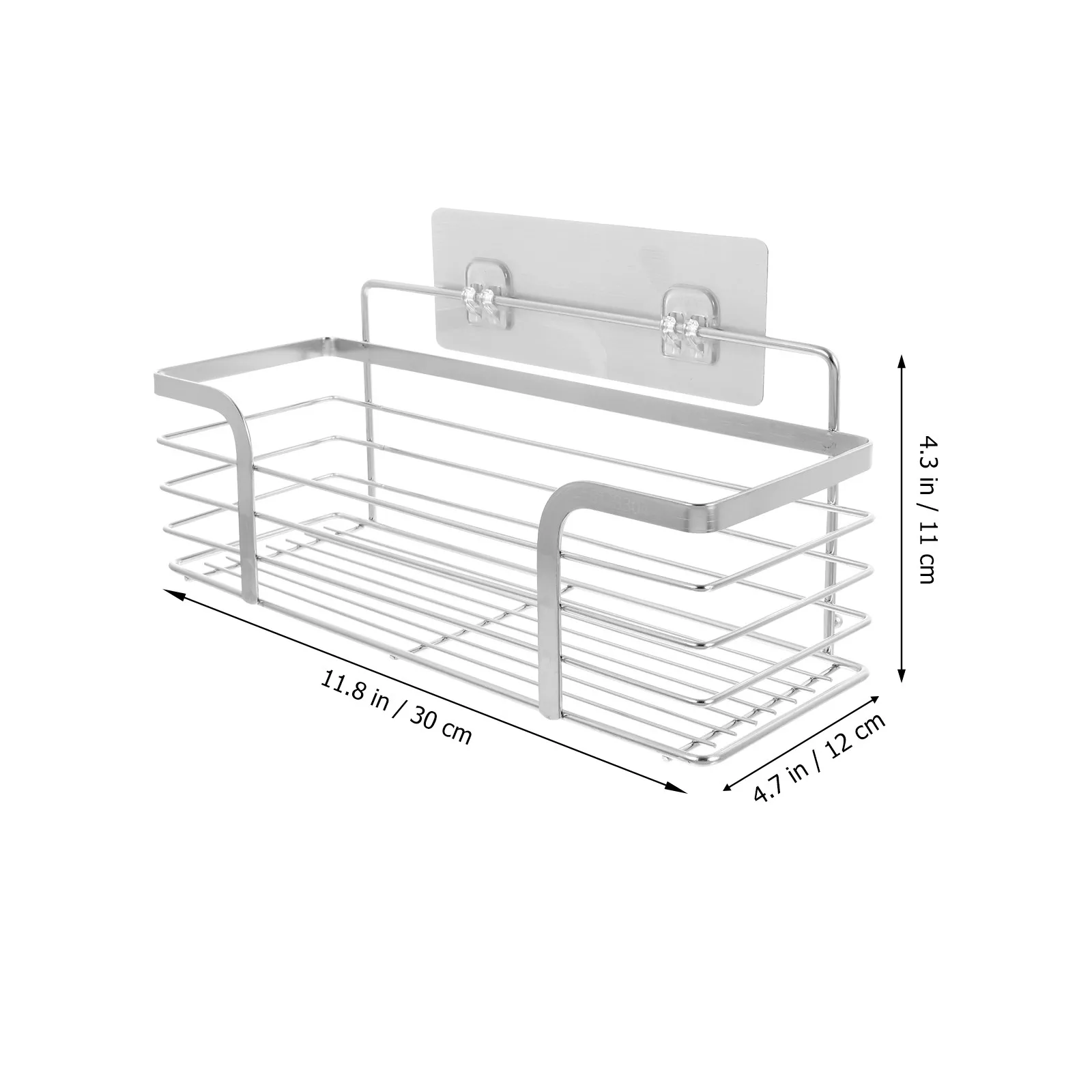 1Pcs Stainless Steel Wall Mounted Storage Rack Punch-Free Non-Marking Traceless Stickers for Kitchen Bathroom Shower Shelf