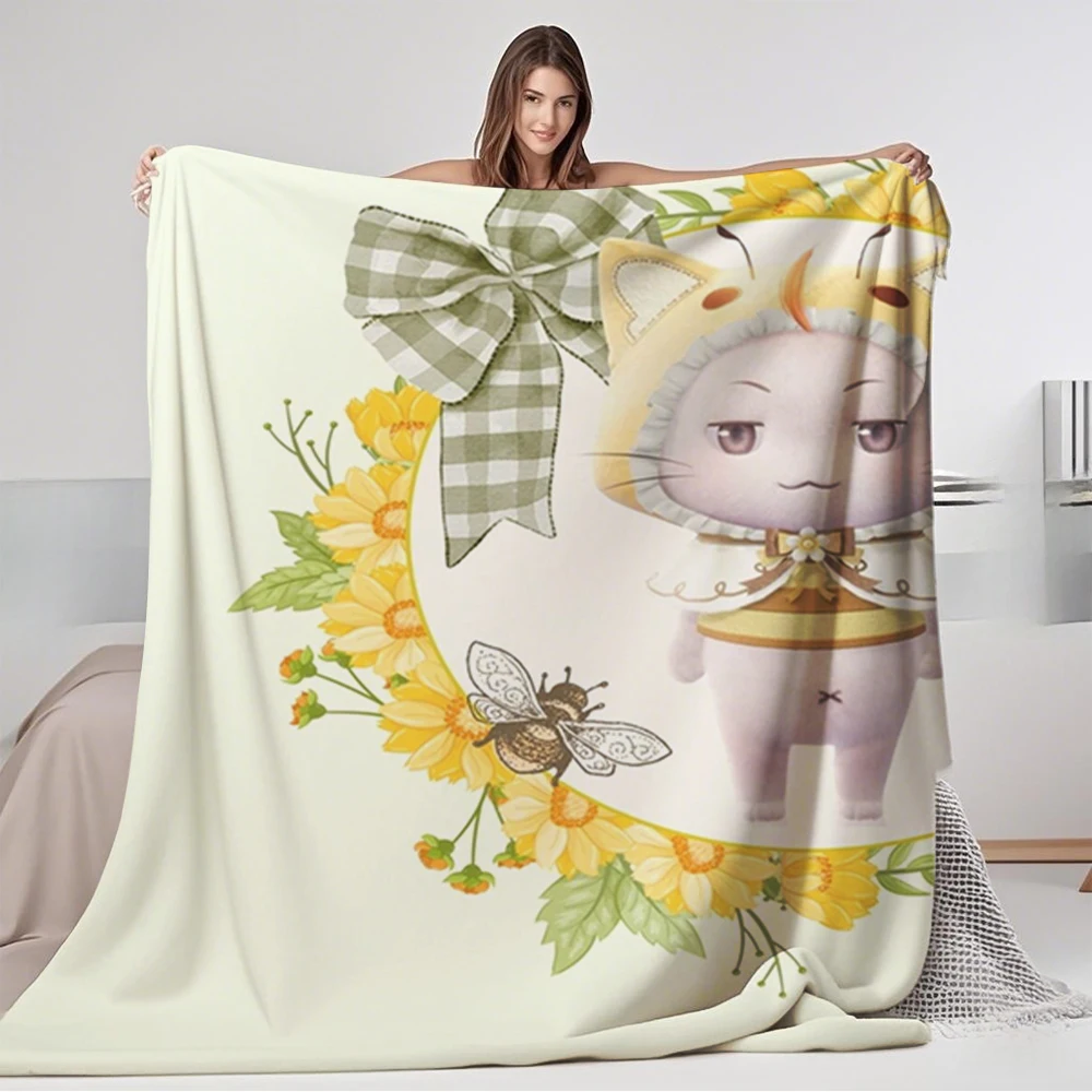 

Abstract Flannel Soft Blanket Momo Bee Infinity Nikki Microfiber Bedspread Premium Bedding Hypoallergenic Eco-friendly Blankets