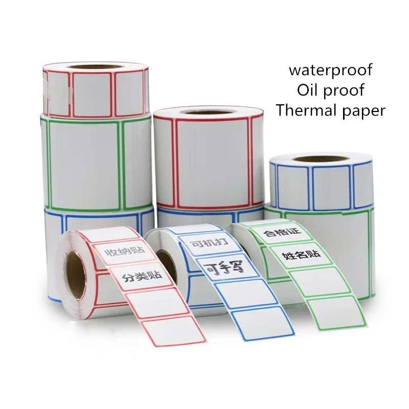 Colour Frame Waterproof Oil Proof Thermal Printing Paper Autohesion Can Be Written Printing Label Stickers Roll 3x2 10x10cm