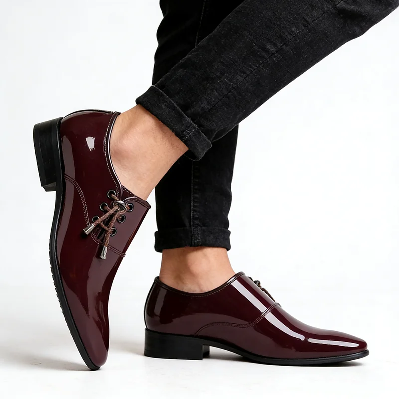 

1 пара нескользящей мужской обуви, деловая модельная повседневная обувь, туфли с острым носком на резинке, дышащие, впитывающие пот, размер 39-47