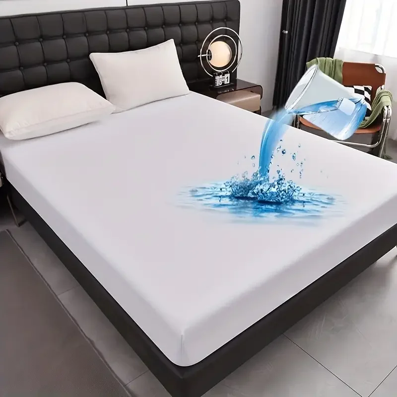 1 Stück weiches und atmungsaktives, wasserdichtes Spannbetttuch für Schlafzimmer, Matratzenbezug mit tiefem Taschen für alle Jahreszeiten – Detail 1