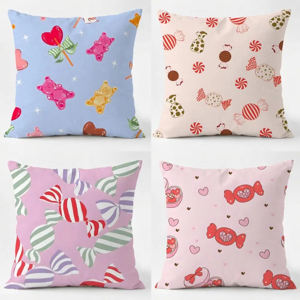 Sugary Colorful Art C-Candies Cushion Cover Sofa Home Living Room Car Decor Washable Decorative Square Pillowcase