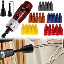 1Set Electric Wire Stripper with 100pcs Wire Cap Portable Wire Stripping and Twisting Tool Use with Hand Electric Drill for Wire