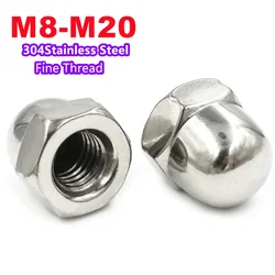1pcs M8 M10 M12 M14 M16 M20 (pitch=1/1.25/1.5mm)304 Stainless Steel Fine thread Nuts/Cap Nuts