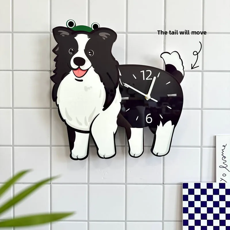 

Cartoon Dog Creative Decoration Wall-mounted Clock, Living Room Pet Store Swing Style Wall Clock Ornament