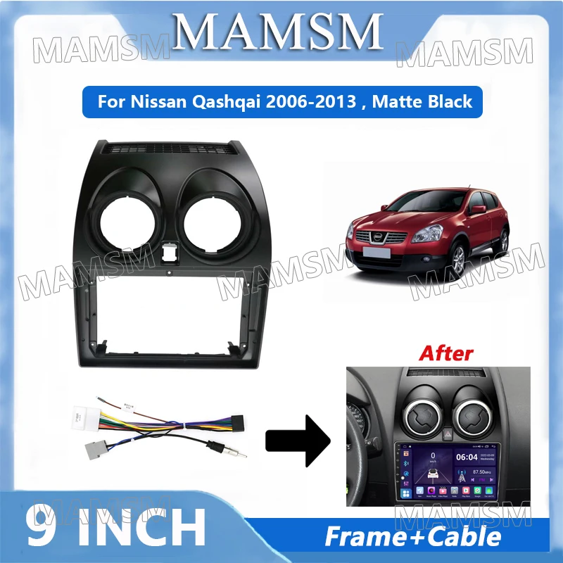 

9 Inch 2 Din Radio Frame Adapter For Nissan Qashqai 2006-2013 Car Android Player DVD Audio Panel Mount Installation Fascia Frame