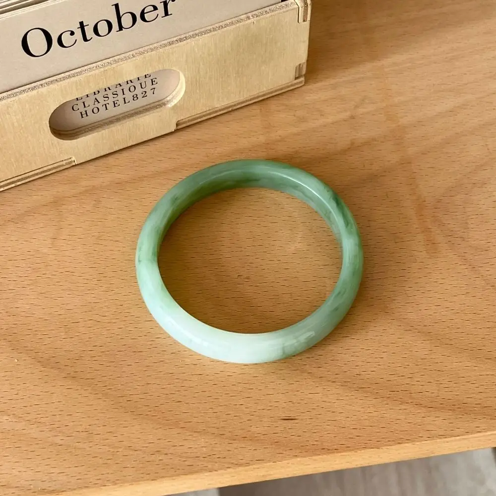 Vintage Smudged Fine Bangles Smooth Round Colorful Resin Bracelets Thin Exaggerated Wrist Bracelets