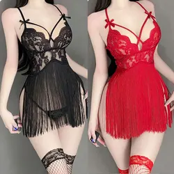 Temptation Thin Lace Flower Printed Underwear Suit Sexy Women Sheer Sleeveless Lingerie Set Female Sexy Lace Erotic Costumes