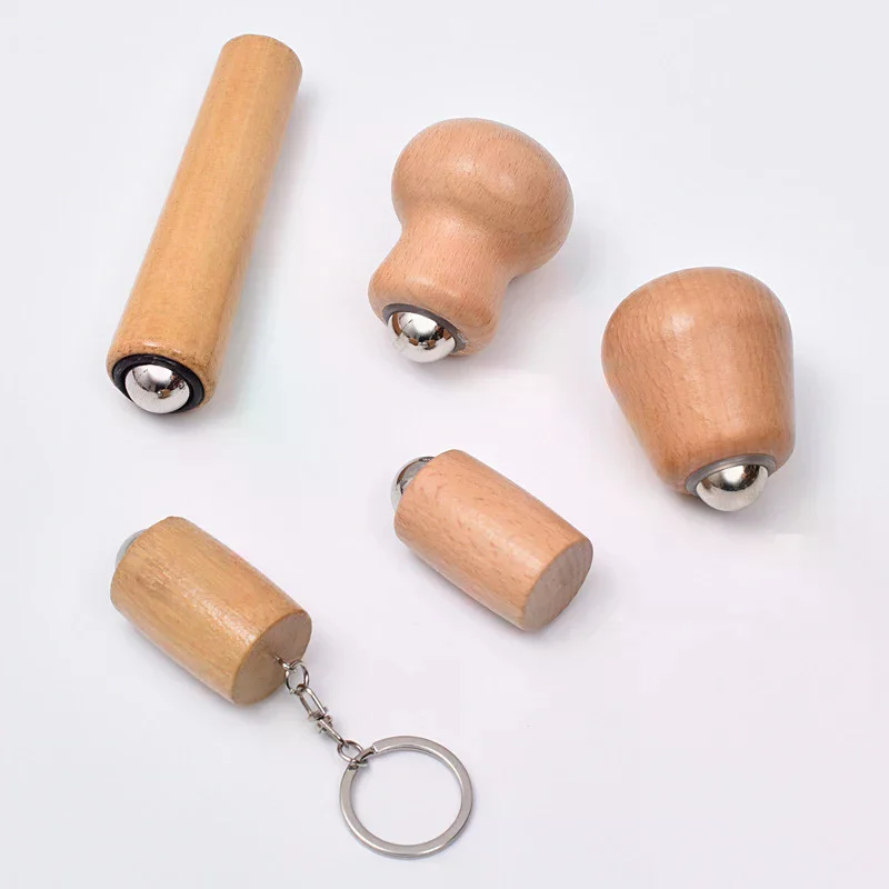 أدوات تدليك الوجه الخشبية، أدوات تدليك كرة حديدية صغيرة محمولة باليد، أدوات العناية بالبشرة، سهلة التنظيف والاستخدام