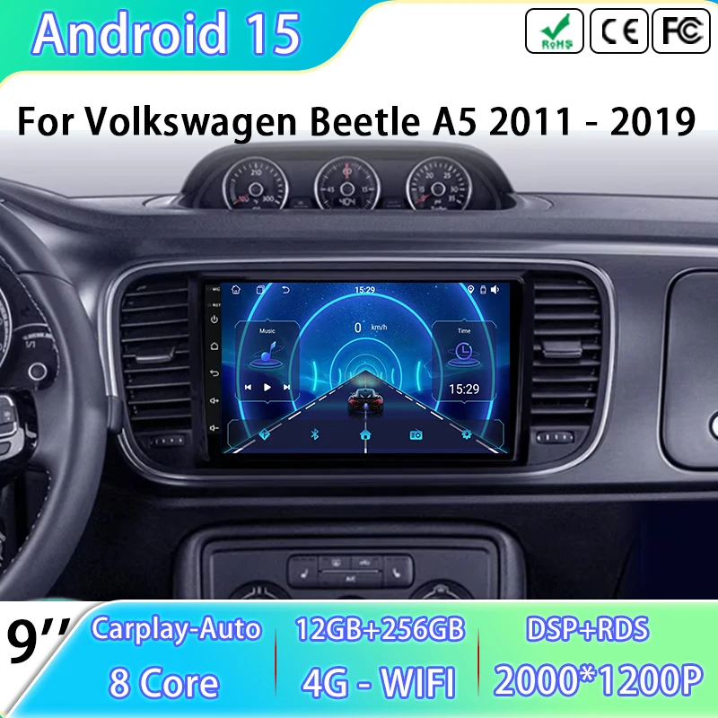 

Android 15 Car Radio For Volkswagen Beetle A5 2011 - 2019 WIFI Head Unit GPS Navigation Multimedia Video Player 4G RDS No 2din