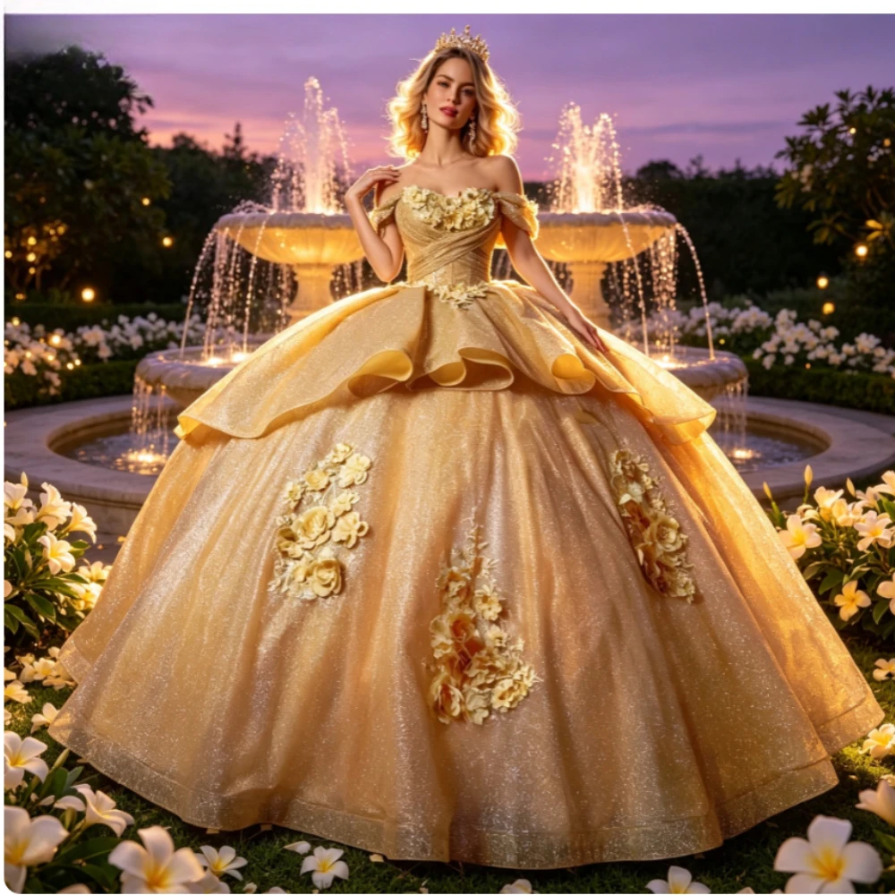 Customized Temperament Quinceanera Dresses Off The Shoulder Appliques Corset Backless Tulle Fashion Charming Ball Gowns