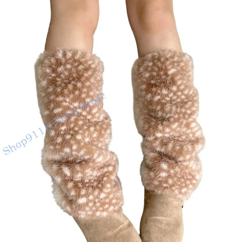 H9ED الدافئة أفخم عيد الميلاد هيرباند وشاح للرقبة غطاء للأذنين يغطي الساق الشتاء في الهواء الطلق والعتاد مع تصميم الرنة عطلة